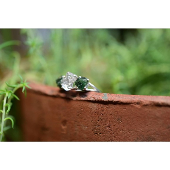 Boho Ring Raw Diamond Engagement Ring Rough Diamond Wedding Band Unique … - Picture 5 of 10